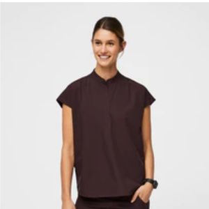 women's Dark Fig Rafaela™ FREEx™ - Oversized Scrub Top - XS